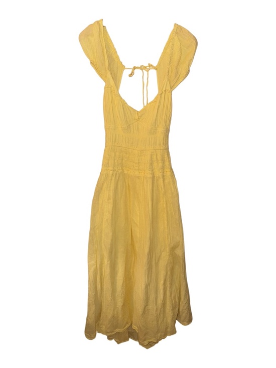 Free People Feeling Bonita Pale Yellow Maxi Dress L Open Back - Picture 4 of 4